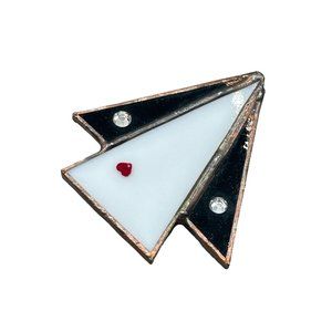 Vintage Handcrafted Glass Pin Brooch Geometric Abstract 70s Costume Jewelry